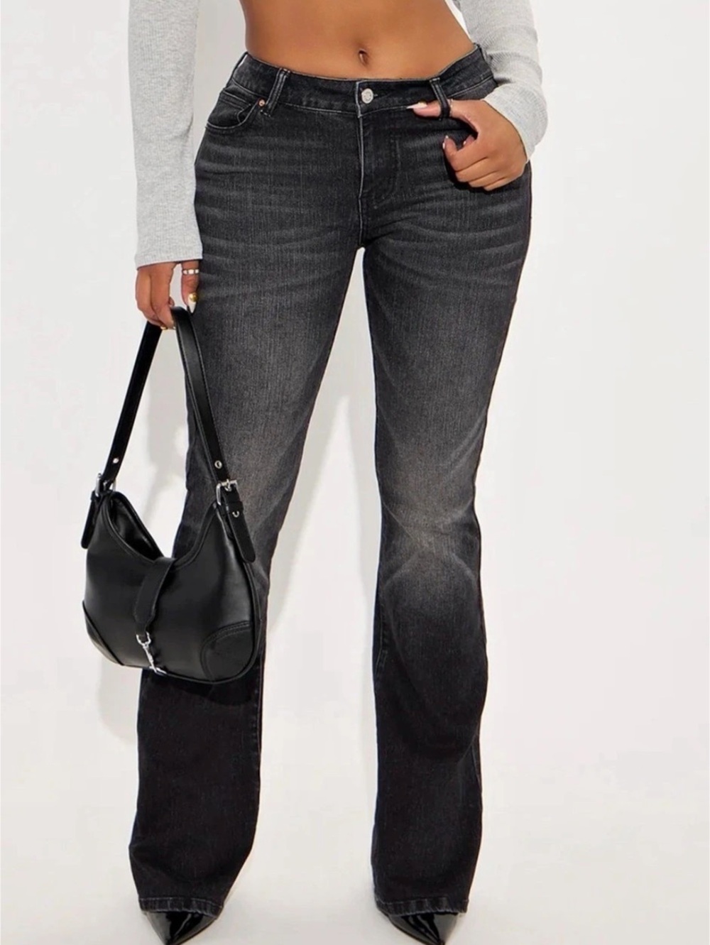 Fashion Nova Best Ever Low Rise Flare Jeans Black